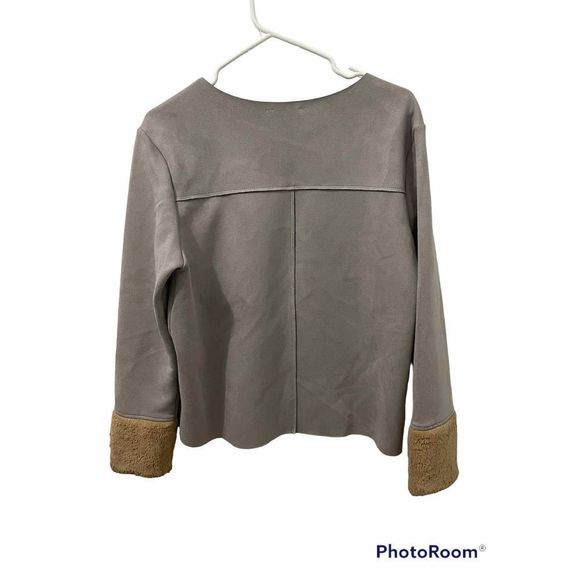 Zara | Suede Faux Fur Cuff Top | Sz L - Picture 4 of 5